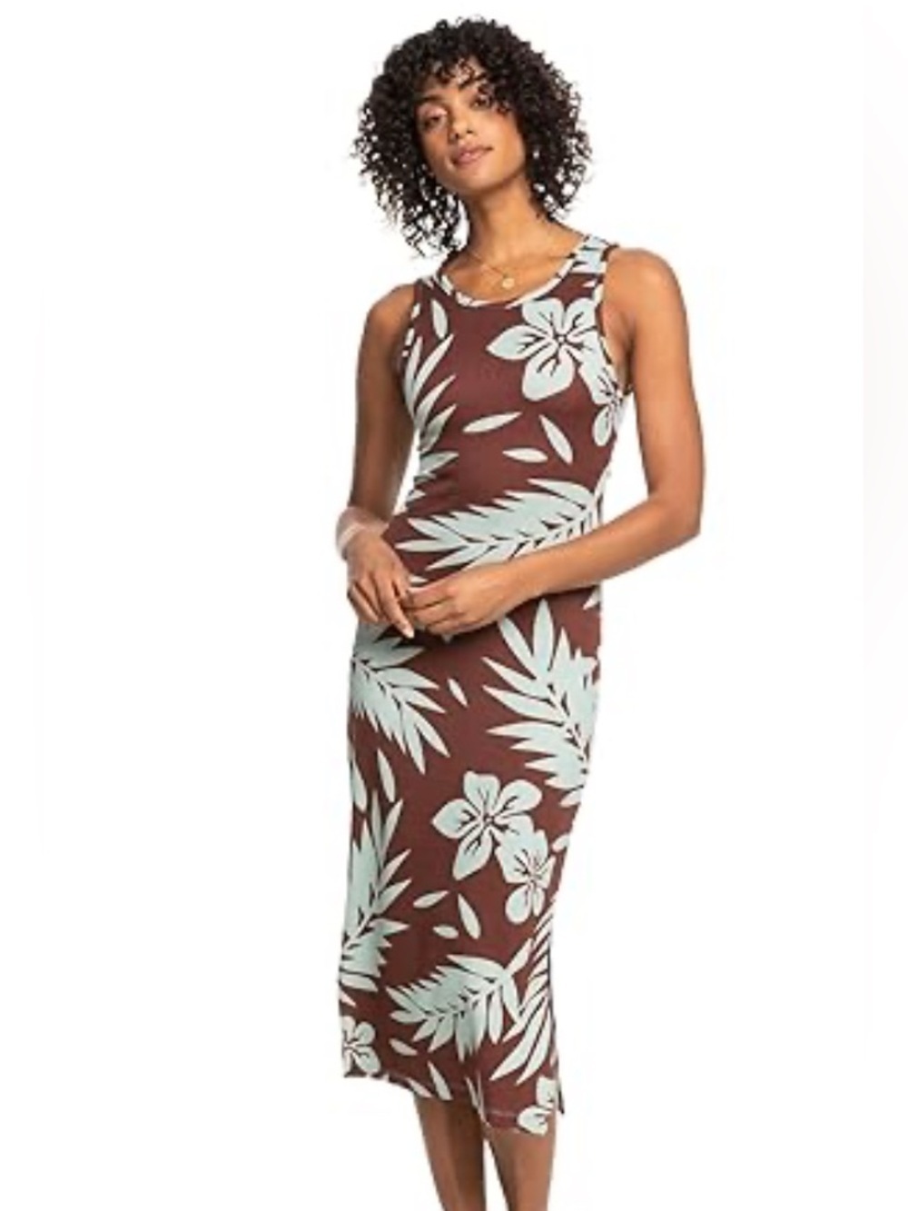 NEW Roxy Good Keepsake Palmeria Print Dress Bitter Chocolate Boho Mini Size S